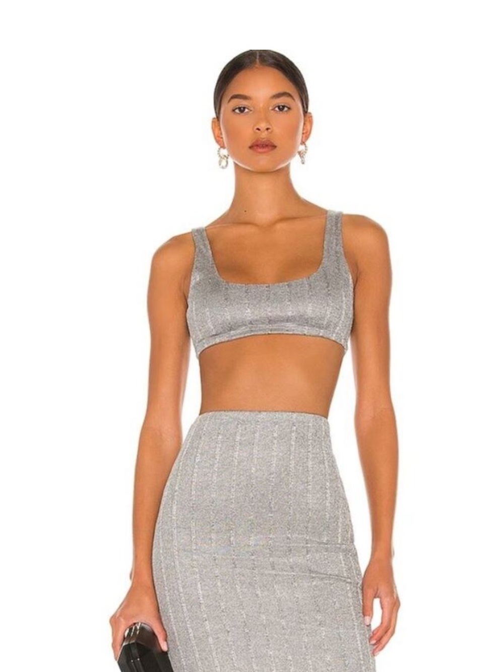 NBD Lida Crop Top in Silver